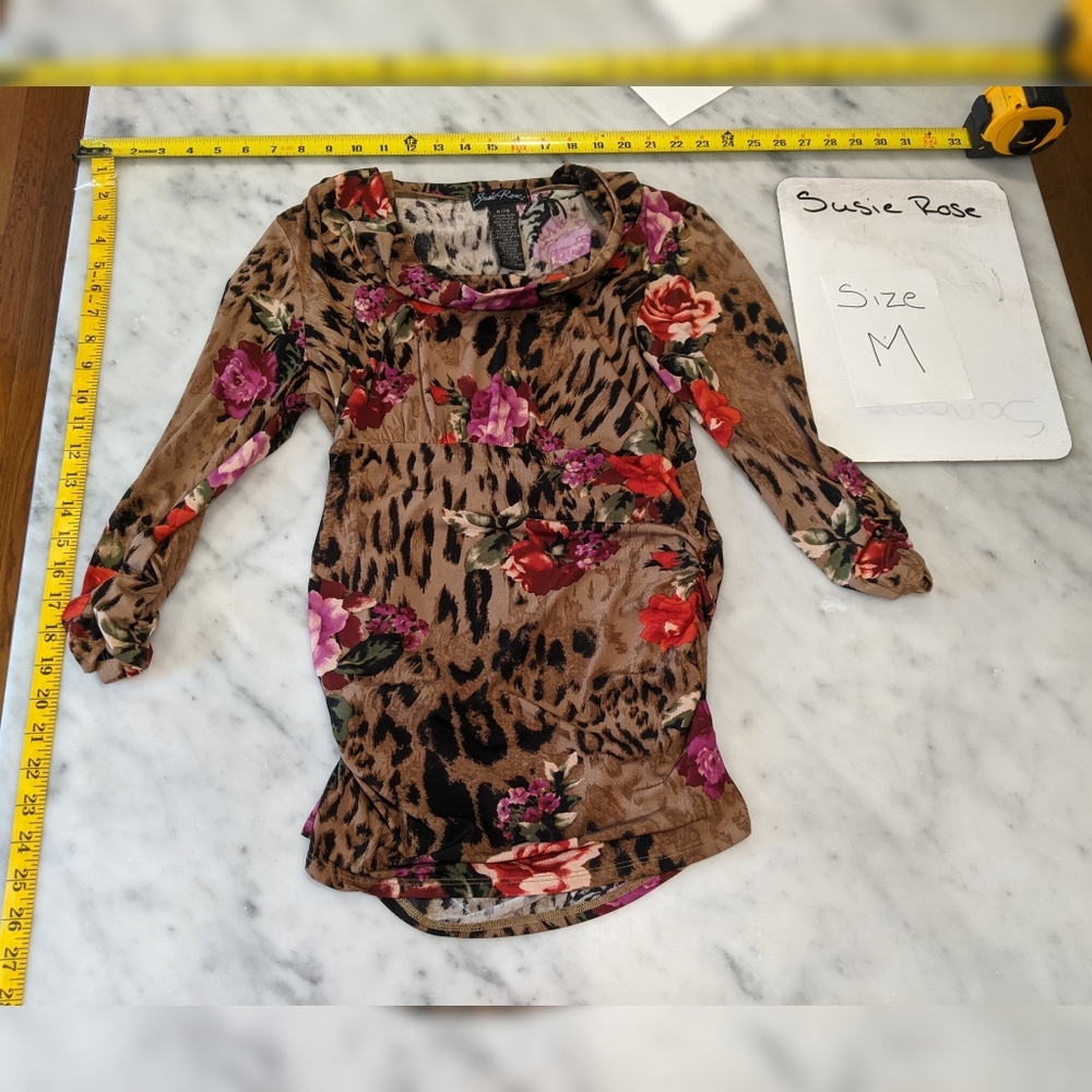 5/$25 Animal print and floral silky top